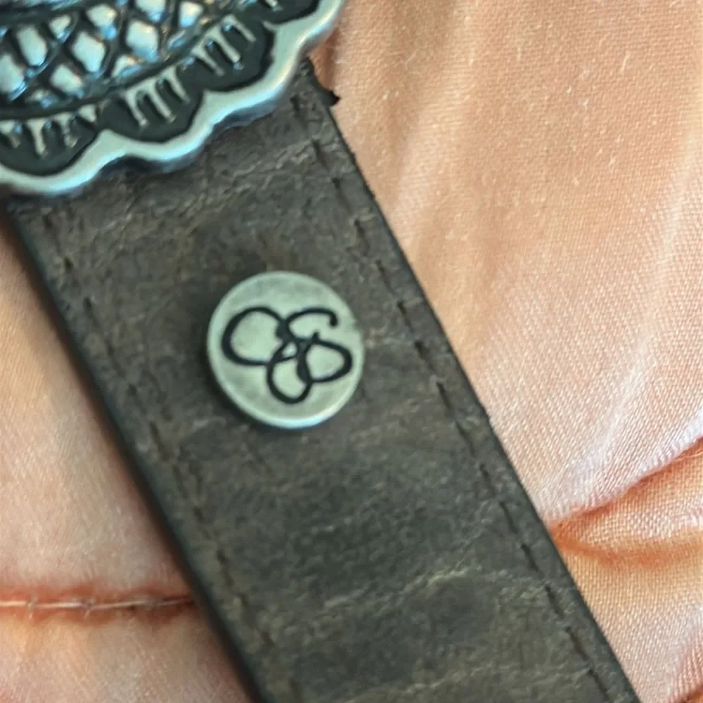 Jessica Simpson Boho Western Brown Belt‎ with Silver Buckle & Silver Conchos